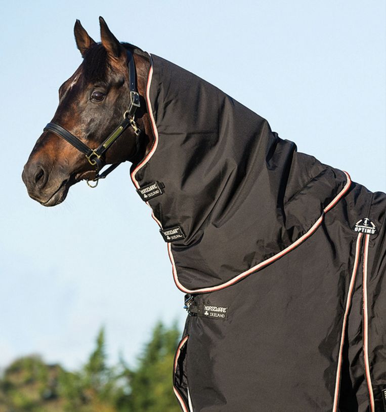 Housse De Cou XL Horseware Rambo Optimo – Noire, 150g, Avec Capuche – Neuf, Léger Défaut