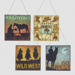 Wooden Cowboy Plaque Ornaments