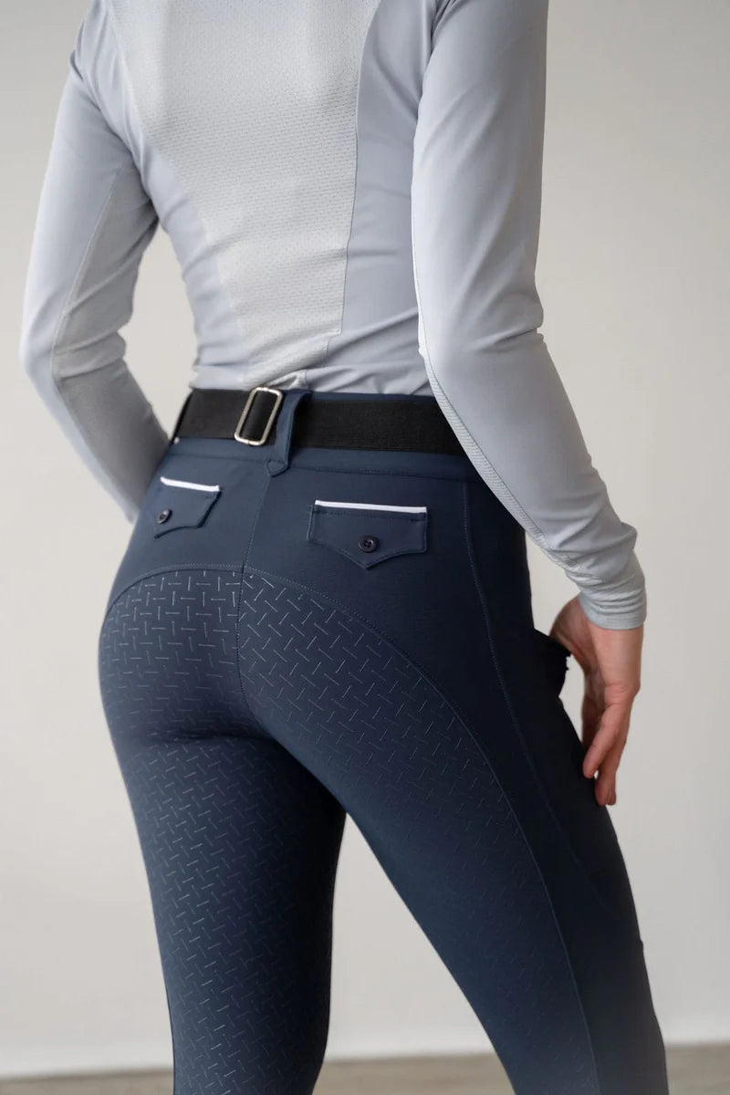 Free Ride Navy Lux Knee Grip Zip Up Breeches