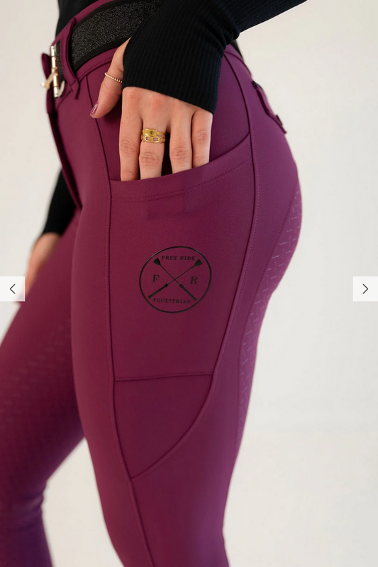 Free Ride Raspberry Lux Full Grip Zip Up Breeches