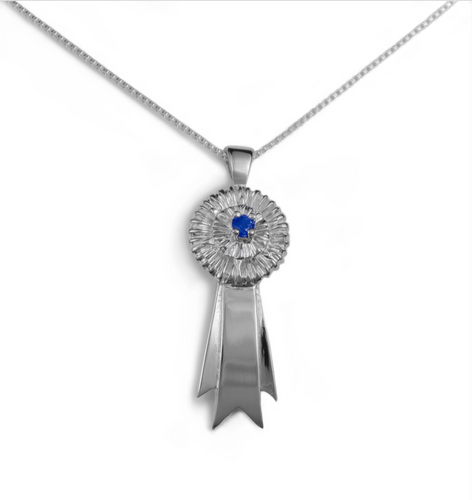 Loriece Rosette Necklace With Blue Stone