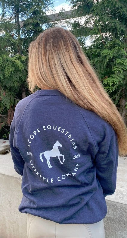 SCOPE Equestrian Heather Navy Crewneck Sweater