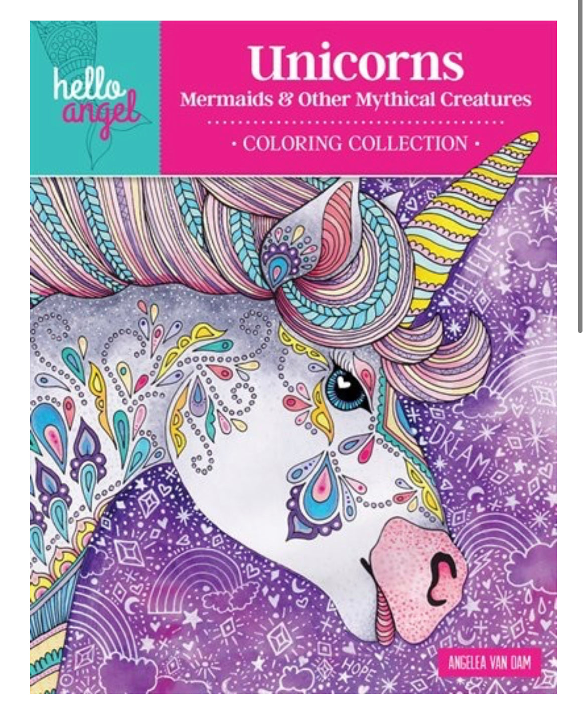 Hello Angel Unicorns Colouring Book