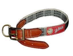 Baker Plaid Dog Collar w/Leather Trim